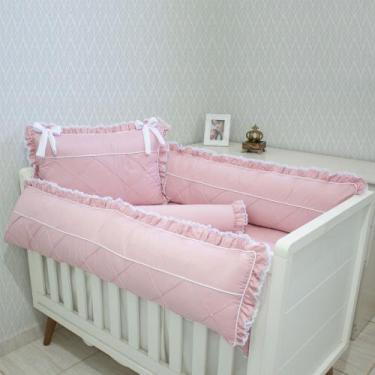 Imagem de Kit de Berço Coleção Requinte 08 Peças Padrão Americano / 100% Algodão