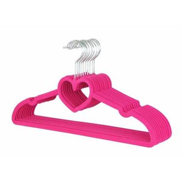 Imagem de Kit 20 Cabides Veludo Coração Fino Infantil Pink Topen Home