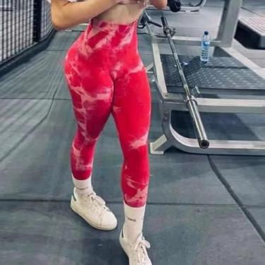 Imagem de Leggings de Yoga com Cintura Alta Tie-Dye para Mulheres - Sem Costura 