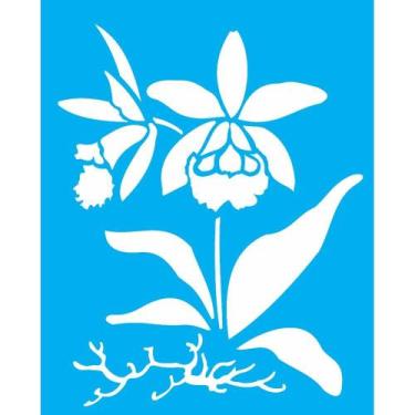 Imagem de Stencil Opa 20 x 25 cm - Flor Orquídea - 1452 - Opa Criando Arte