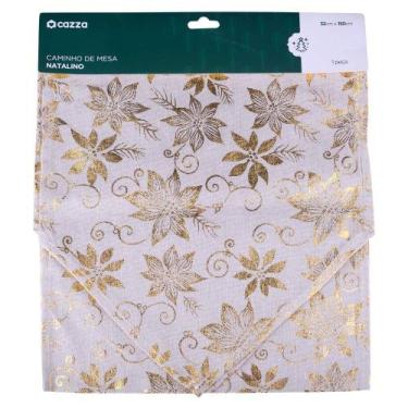 Imagem de Toalha de Mesa Natalina Cazza Dourada 150cm, UNICA