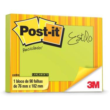 Imagem de Bloco de Recado POST-IT 657 Verde RECL. 76X102MM 90FLS - 3M