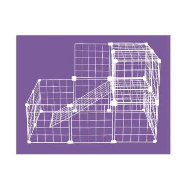 Imagem de Cercado Aramado Porquinho da Índia 2 Andares Com Teto 60x90x60cm Branc
