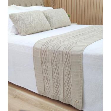 Imagem de Manta Peseira Tricot Cama King 260x60cm +2 Capa de Almofada C1 - USUFR