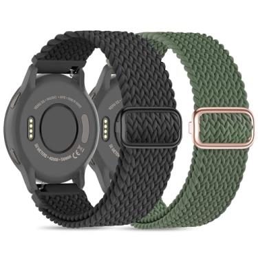 Imagem de Folavii Pulseiras de relógio de nylon trançado de 18 mm compatíveis com Garmin Venu 2S/Venu 3S/Vivoactive 4S/Vivomove 3S/Forerunner 255S, pulseira de tecido elástico macio de liberação rápida Solo