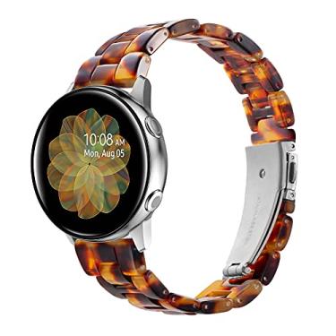 Imagem de SaNgaiMEi Compatível com Samsung Galaxy Watch Band 42 mm/Active 2 40 mm 44 mm/Galaxy Watch 3 41 mm Band/Gear S2 Classic/Gear Sport Bands/20 mm Pulseira de resina moderna ultra leve (pedra tartaruga)