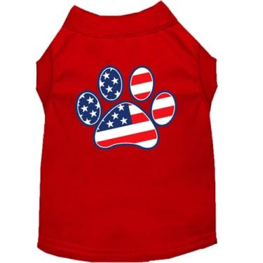 Imagem de Mirage Pet Products Camisetas com estampa patriótica de pata vermelha, PP (8)