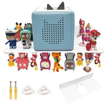 Imagem de Qixiang CB Prateleira Toniebox com espaço para 30 bonecos Tonie, prateleira de parede magnética Tonie Box, para crianças brincarem e colecionarem (branca)