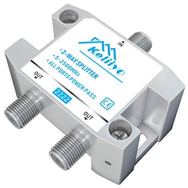 Imagem de Divisor de cabo coaxial KELIIYO de 2 vias, 5 – 2500 MHz, funciona com sistema de antena de TV via satélite CATV e configurações MoCA, Sliver-2 Way
