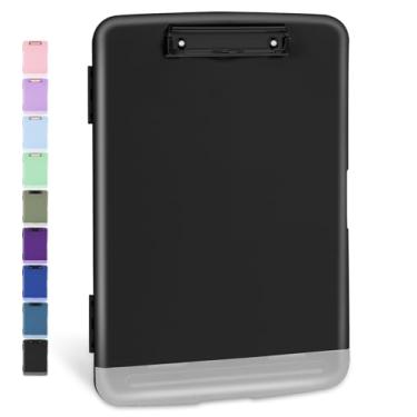 Imagem de Sooez Pranchetas com armazenamento, quadros de clipe de alta capacidade 21 x 28 com suporte para caneta, estojos de pasta de organização de papel plástico resistente, tamanho carta/A4 para professores