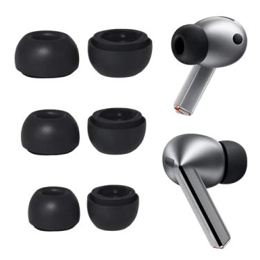 Imagem de Pontas de substituição de fones de ouvido de silicone compatíveis com fones de ouvido Samsung Galaxy Buds 3 Pro SML tamanho 3 pares pretos