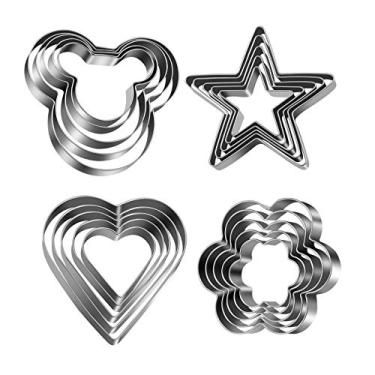 Imagem de Tmflexe cortador de biscoito de flores com estrelas e coração do Mickey Love, pacote com 5, conjunto com 4