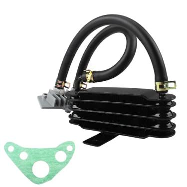 Imagem de ABCERRSI Radiador de óleo de motocicleta, GY6 Kit de motor de radiador de resfriamento de óleo de 4 fileiras com tampa de borda de tubo de óleo para Dirt Pit Bike 125cc Motocross Refrigeração do motor