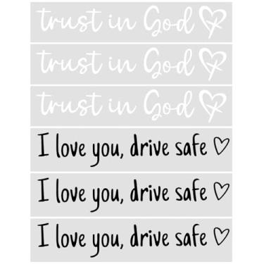 Imagem de Adesivo de espelho retrovisor, adesivo de espelho retrovisor I Love You Drive Safe Car Decal Trust in God Afirmação Carro Vidro Janela Decoração