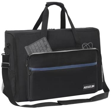 Imagem de AKOZLIN Telas LCD/TVs (até 2) Bolsa de transporte para monitores de 68.6 cm - 81.3 cm (NÃO PARA IMAC) com alça de ombro, Preto