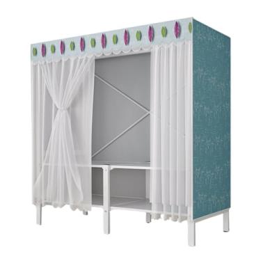 Imagem de Guarda-roupa Armário dobrável portátil para crianças, guarda-roupa com haste suspensa, empilhável, grosso, armário de armazenamento para casa, quarto armário