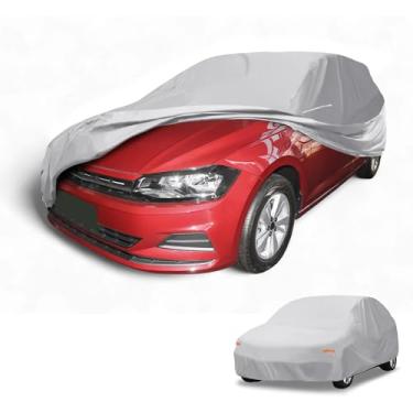 Imagem de Partuto 1 peça capa universal para carro à prova d'água para todos os climas, automotiva, externa, anti-UV, proteção contra chuva e chuva, cobertura externa completa 190T-PU tom prateado adequado para