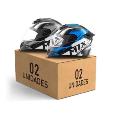 Imagem de Kit 2 Capacetes Mixs MX2 Storm Fechado Moto Masculino Feminino, GRAFIT