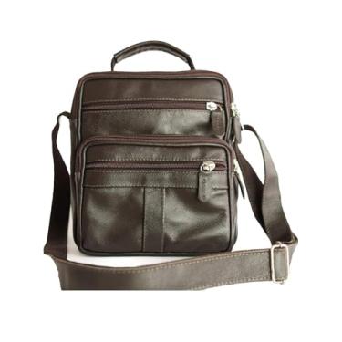 Imagem de Bolsa Masculina Tiracolo Shoulder Bag Transversal de Couro Legítimo Carteiro Mensageiro (Marrom)