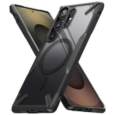 Imagem de Ringke Fusion-X [Compatível com MagSafe] Capa compatível com Samsung Galaxy S25 Ultra, padrão antiderrapante, fácil de segurar recortes precisos para câmera - preto magnético