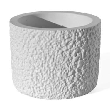 Imagem de Vaso Decorativo Texturizado P Artesanal 9cm Em Cimento (Branco)