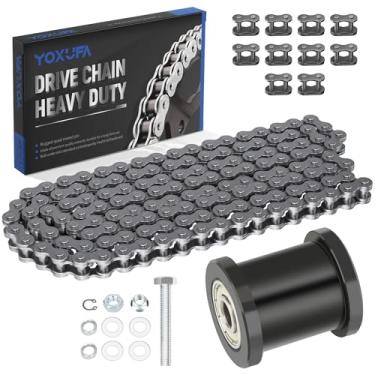 Imagem de YOXUFA #35 Corrente 140 elos tensor de corrente para Predator 212cc 79cc 97cc 100cc Coleman CT100U CC100X Baja Doodle Bug DB30 Motovox MBX10 MBX11 Mega Moto MM-B80 105cc Mini Bike Go Kart Powersports peças