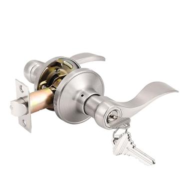 Imagem de Alavanca Probrico estilo onda maçanetas maçanetas de entrada maçanetas fechaduras de porta de entrada níquel escovado