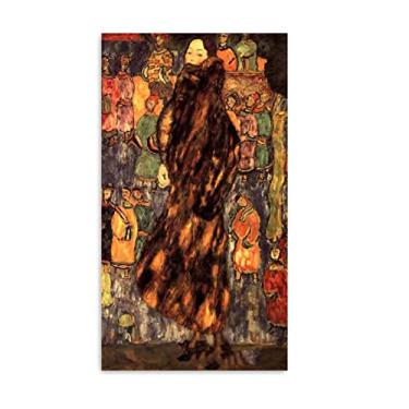 Imagem de JZSDGB Arte de parede famosa em tela - The Polecat Fur de Gustav klimt Impressão - Reproduções de pinturas pôsteres - Imagens de arte abstrata para decoração de quarto 80 x 135 cm (31 x 53 pol) sem