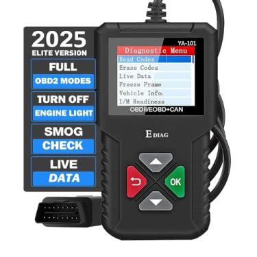 Imagem de EDIAG Leitor de código de carro OBD2 Scanner YA-101 para verificação de luz do motor, sensor de O2 e teste de EVAP, monitor de bordo, modo de teste 6, verificação de fumaça, ferramenta de digitalização de diagnóstico OBD2 para veículos de protocolo OBD2 desde 1996