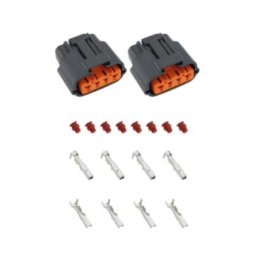 Imagem de SING F LTD 2 peças 4 pinos motores bomba de combustível conector elétrico plugue de bomba de combustível cabo de chicote de fios compatível com Yamaha YFM 700 Raptor Viking 6195-0030