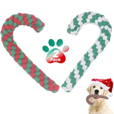 Imagem de Onwoli Brinquedos de corda de Natal para cães, brinquedos de corda de bengala de doces de Natal, brinquedos de mastigar interativos para cães, brinquedo para cachorros, pequenos, médios, treinamento,