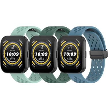 Imagem de QIEMUTER Pacote com 3 pulseiras de silicone compatíveis com Amazfit GTR 3 Pro/GTR 3/GTR 2e/GTR 2/Amazfit GTR 47 mm, pulseira esportiva macia de liberação rápida de 22 mm para homens e mulheres,