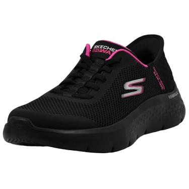 Imagem de Skechers Tênis feminino Go Walk Flex Hands Free Slip-ins - Grand Entry, Preto/rosa choque, 7 Wide