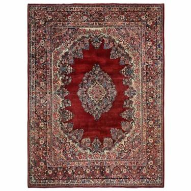 Imagem de Shahbanu Rugs Tapete oriental vermelho antigo com design medalhão de lã pura atada à mão (2,5 m x 29,5 cm)