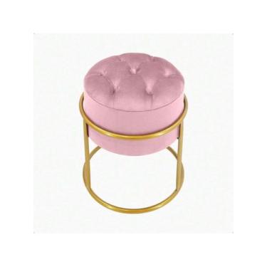 Imagem de Puff Argola capitonê tecido veludo luxo - NoBrand, Rosa Bebê