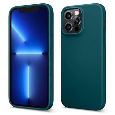 Imagem de DTTO Capa para iPhone 13 Pro Max, capa fina à prova de choque de silicone líquido, proteção elevada para câmera, capa protetora de corpo inteiro para iPhone 13 Pro Max de 6,7 polegadas, azul-petróleo