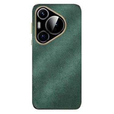 Imagem de LTLMYDAM Capa fina para Huawei Pura 70 Ultra/70 Pro/70 Pro+/70, capa luxuosa de couro macio e quente para o inverno, capa de proteção antiarranhões, verde, 70 Ultra