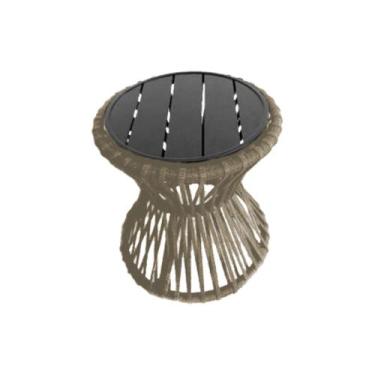 Imagem de Mesa de Centro Sol em Corda Náutica e Base em Alumínio Preta 70cm Rami