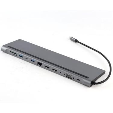 Imagem de 12 em 1 Docking Type C para HDMI duplo na mesma tela, VGA PD RJ45 12 em 1 Docking Station, USB3.1 Docking Station
