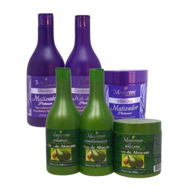 Imagem de Kit Matizador Platinum + Kit Cachos Abacate Maycrene