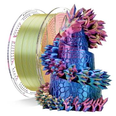 Imagem de Chitu Systems Filamento PLA de seda tricolor Conjure, filamento vermelho, amarelo, azul, diâmetros de 1,75 ± 0,02 mm, filamento de impressora 3D 1 KG/2,2 lb