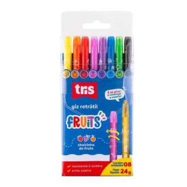 Imagem de Giz de Cera Retrátil Fruits 8 Cores Com cheiro - Tris