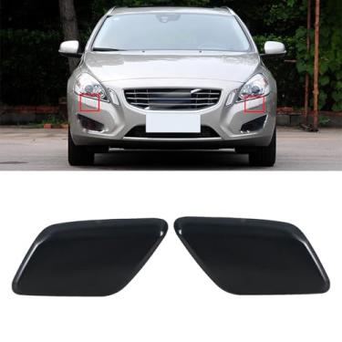 Imagem de JESYMBX Tampa do bocal da arruela do farol do para-choque dianteiro para Volvo V60 S60 2011 2012 2013 Tampa de jato de spray sem pintura esquerda e direita