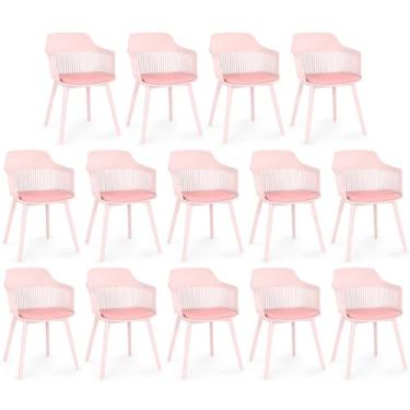 Imagem de Kit 14 Cadeiras de Jantar Estofada Marcela - Rosa