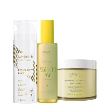 Imagem de Kit Skelt Red Carpet Glow Iluminador Unexpected Day Hidratante Corporal e Perfume Mist Spray (3 produtos)