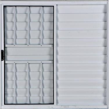 Imagem de Janela Veneziana De Alumínio 3 Folhas C/Grade Branco