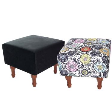 Imagem de Kit com 2 Puff Banqueta 40x40cm Quadrado Decorativo Pés Madeira bf Colchões