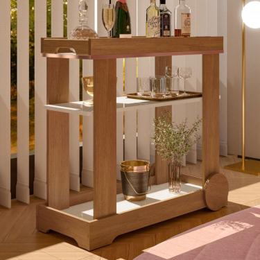 Imagem de Bar Bronze 1 Prateleira Cinamomo/Off White - Pnr Móveis