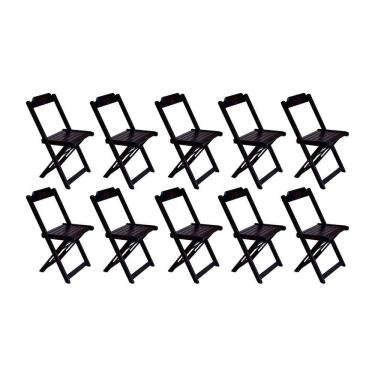 Imagem de Conjunto Com 10 Cadeiras Dobráveis Em Madeira Maciça - Tabaco - Marrom