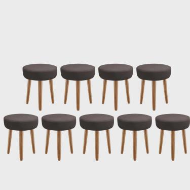 Imagem de Kit 09 Banqueta Alta Julia Industrial 55cm Pé Palito Castanho Corino Marrom - Ahz Móveis
